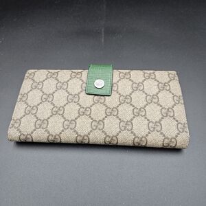Authentic Gucci GG Supreme Long Continental Wallet - Green Leather Interior